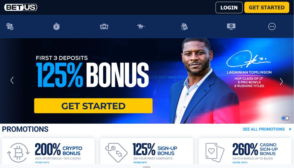 BetUS Table Tennis Betting Site Front Page Showing The Main Welcome Promotion